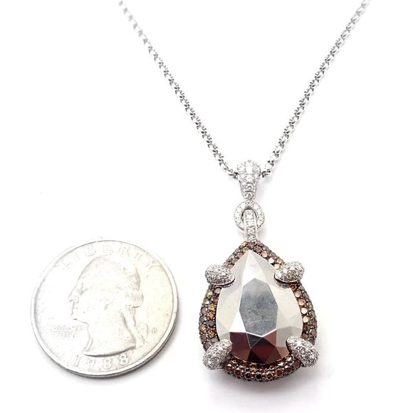 Authentic! Chopard Golden Diamonds 18k White Gold Diamond Chrome Stone Necklace - Picture 12 of 12